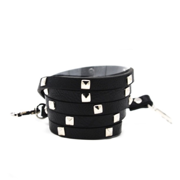 Hera Black Vegan Leather with Studs Bag Strap - Picture 2 of 5